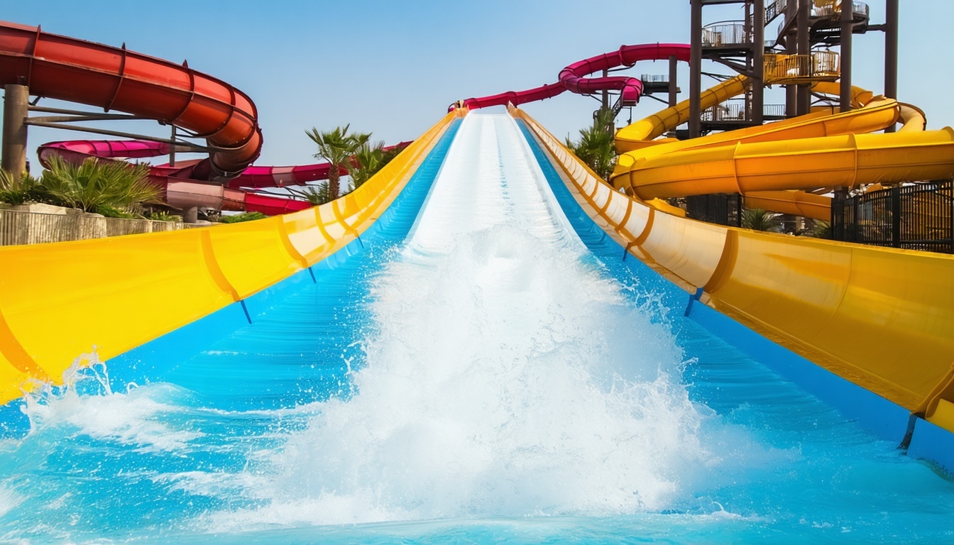 Thrilling water slides at Water Park Dubai